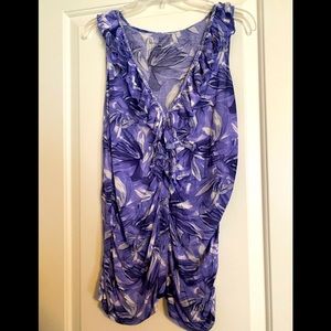 New York & Company sleeveless purple floral top size Medium